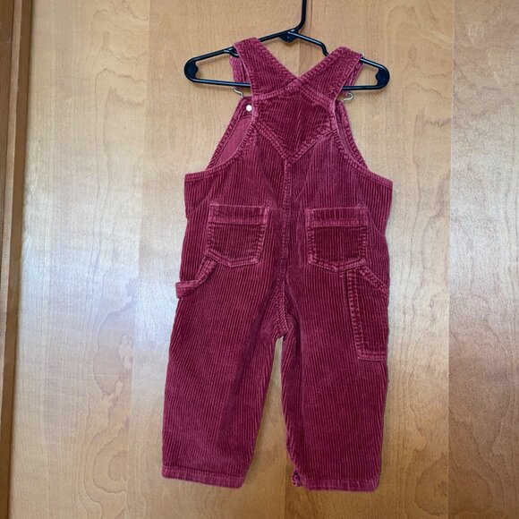 Vintage Lands' End Red Corduroy Overalls With Snaps & Crossback Design 18 Months - Picture 6 of 7